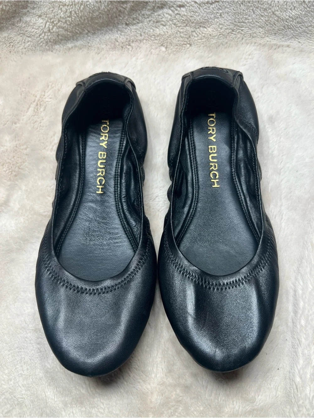 Tory Burch Eddie Ballet Flats in perfect black lamb leather size 9